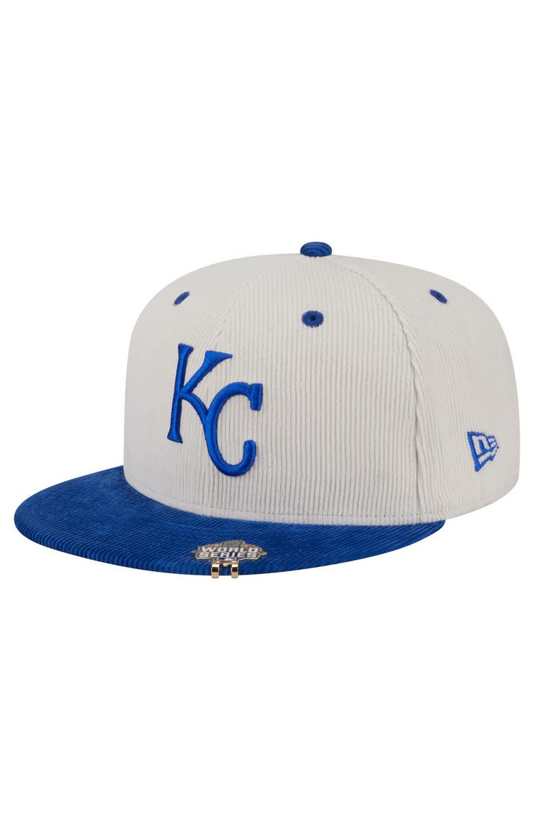 New Era Men's New Era Cream/Royal Kansas City Royals Two-Tone Corduroy 59FIFTY Fitted Hat, Alternate, color, 