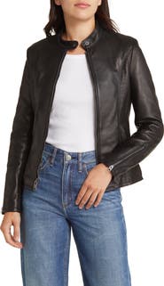 Schott NYC Leather Cafe Racer Moto Jacket