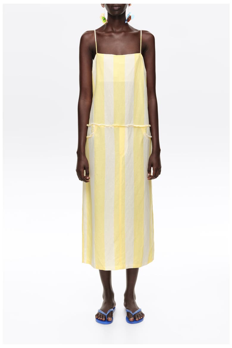 Straight Striped Linen Dress, Main, color, STRIPES LIMELIGHT