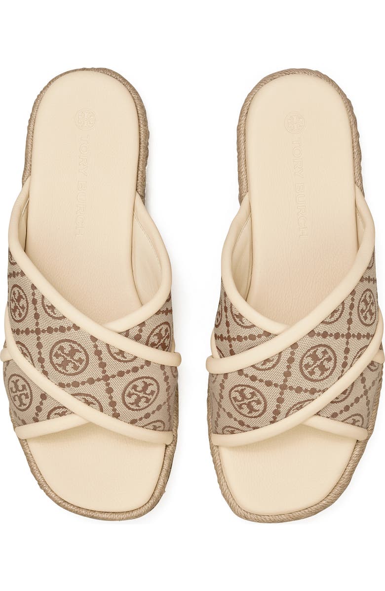 Tory Burch T Monogram Cross Espadrille Slide Sandal, Alternate, color,
