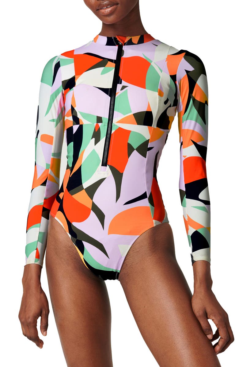 Sweaty Betty Tidal Long Sleeve One-Piece Swimsuit, Main, color,