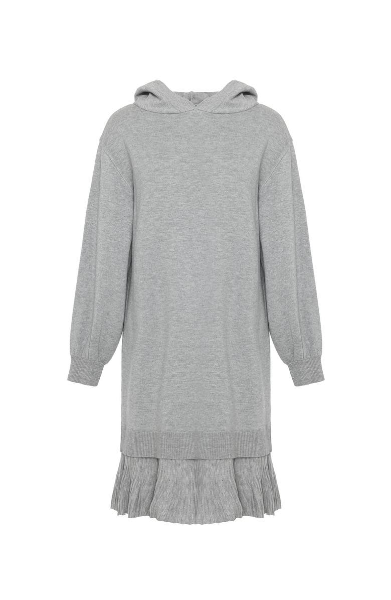 THEO The Label Nomia Pleated Hem Hoodie Dress, Main, color,