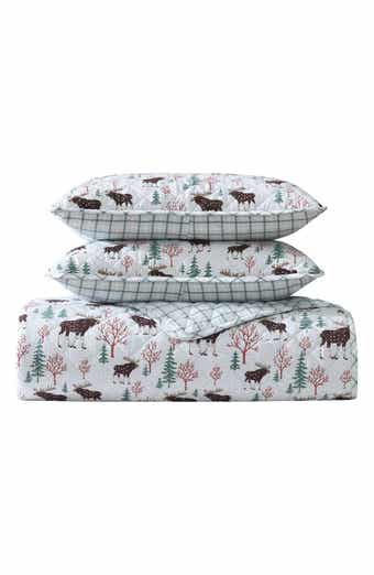 Eddie Bauer Mountain Moose Cotton Flannel Twin Quilt & Sham Set