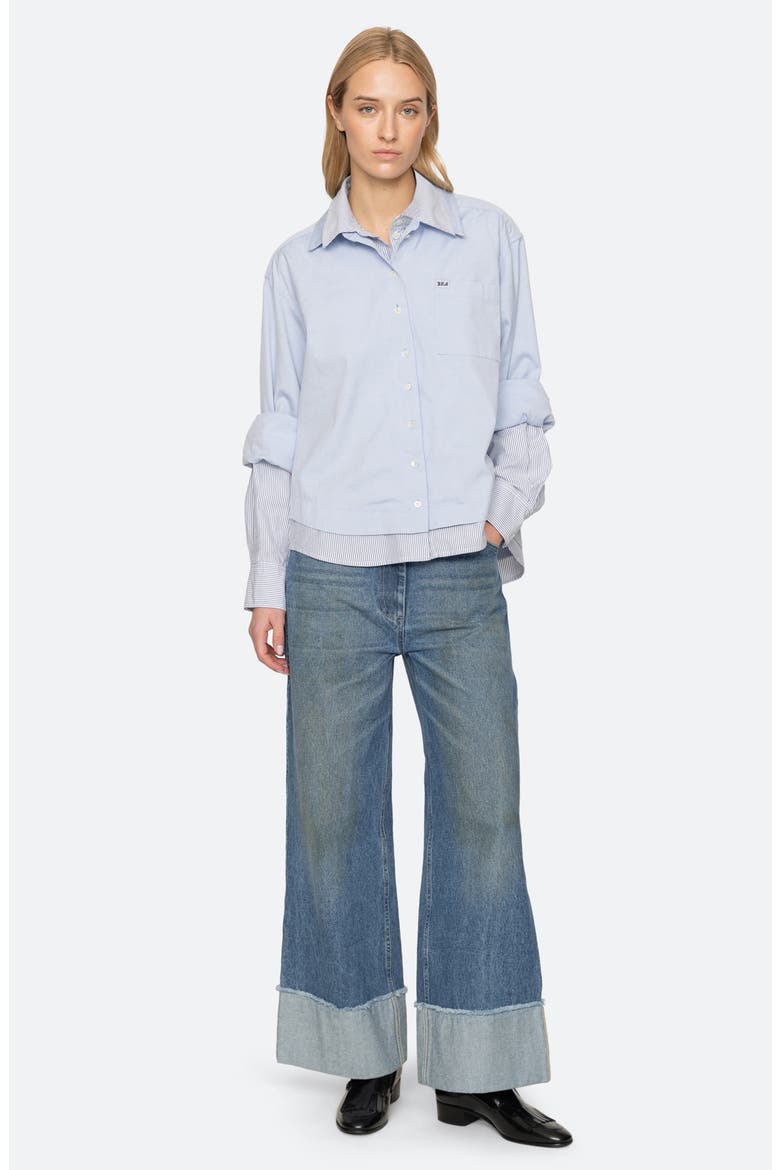Zayna Double-Layer Cotton Shirt, Alternate, color, BLUE