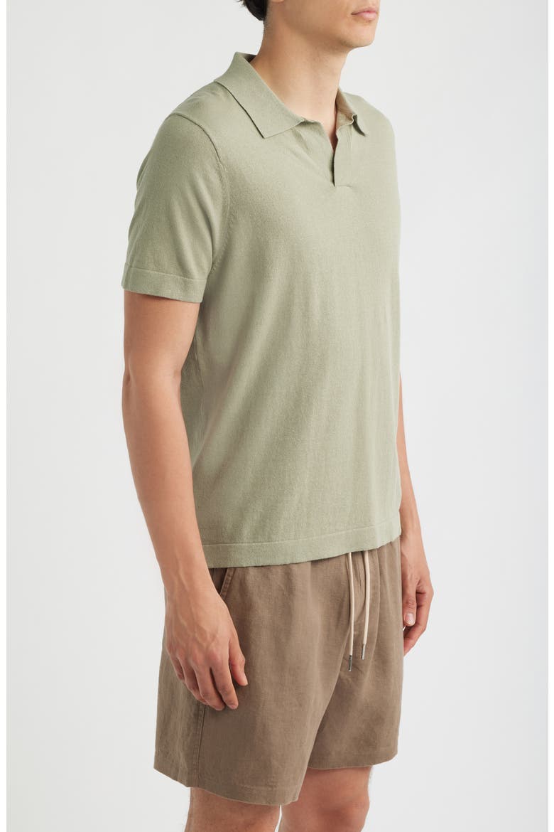 Ryan 6311 Cotton & Linen Johnny Collar Polo, Alternate, color, SAGE GREEN