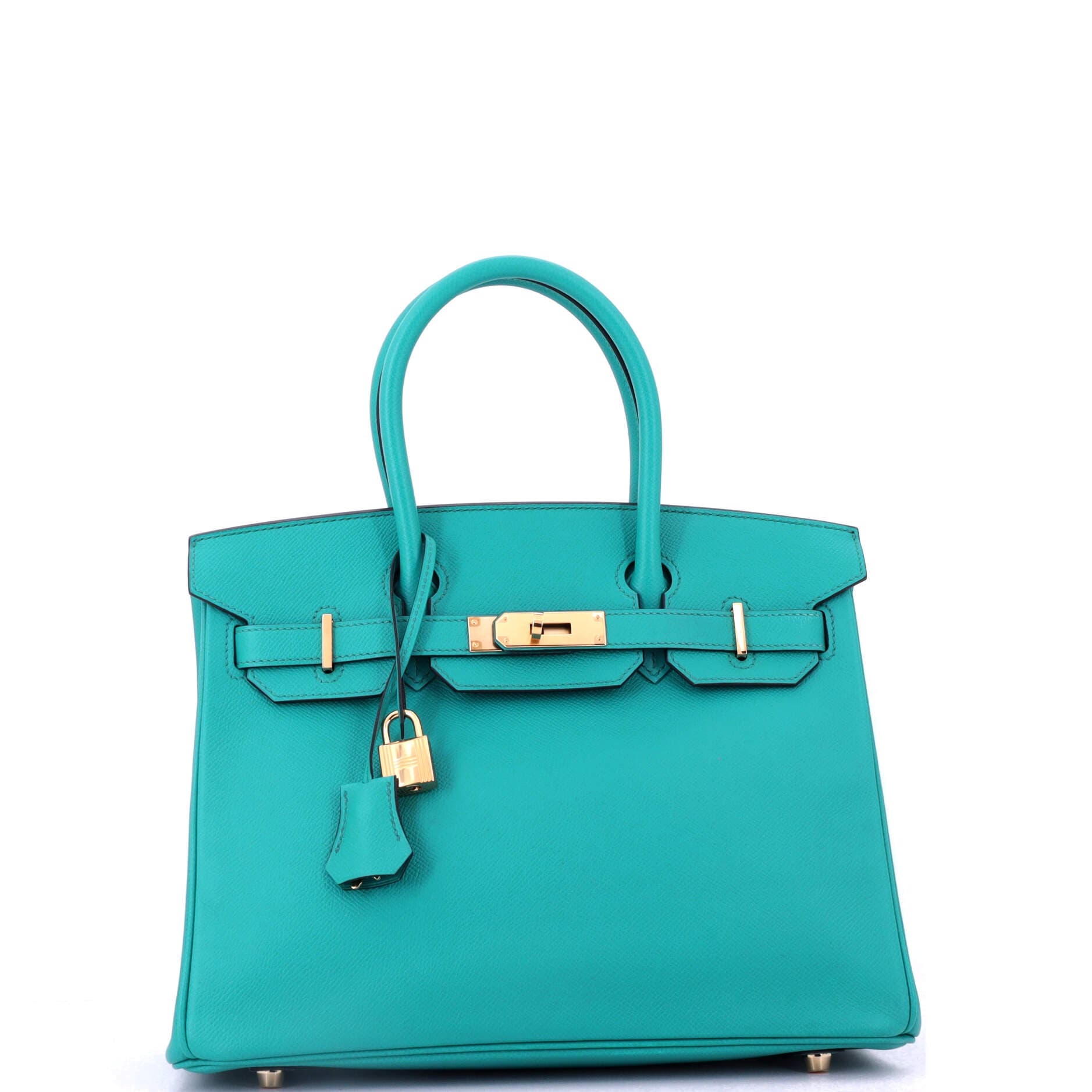Pre-Owned Hermes Birkin Handbag Blue Epsom with Gold Hardware 30, Alternate, color, Bleu Paon