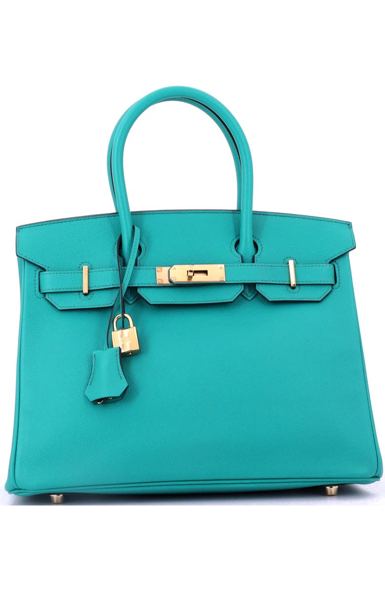 Pre-Owned Hermes Birkin Handbag Blue Epsom with Gold Hardware 30, Alternate, color, Bleu Paon