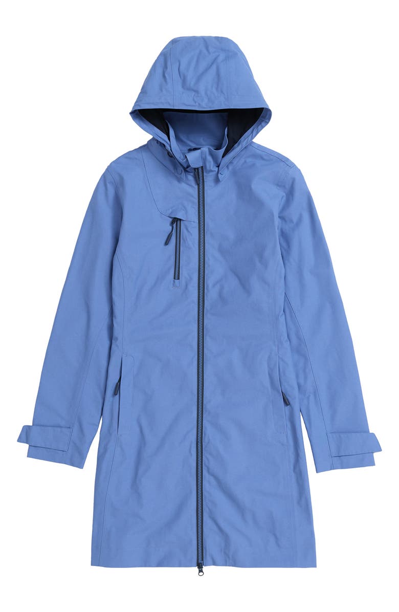 Seasalt Cornwall Coverack Waterproof Organic Cotton Blend Raincoat with Removable Hood, Alternate, color, Bluebell