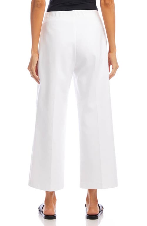 Karen Kane Pintuck Crop Wide Leg Pants In White