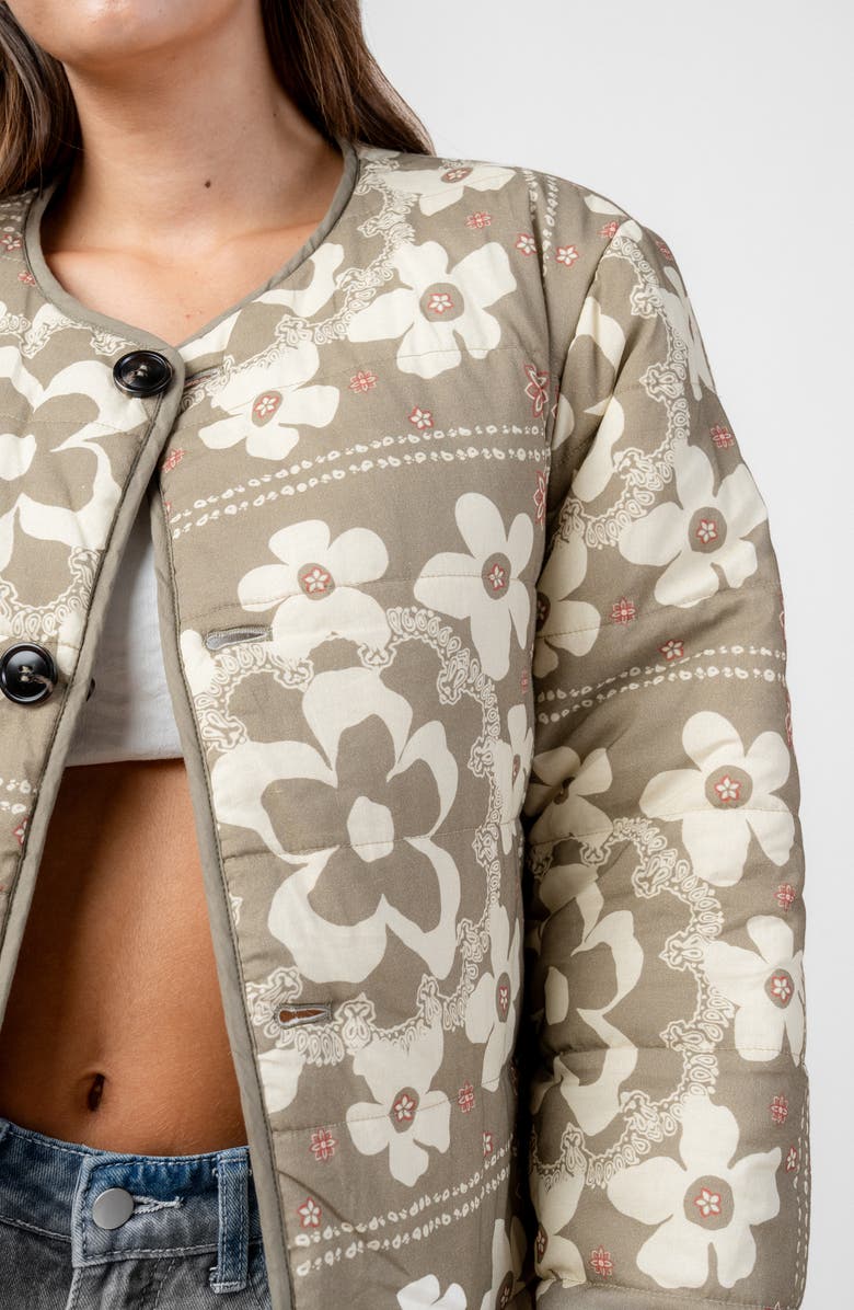 Beivy Reversible Water Repellent Quilted Jacket, Alternate, color, Olive Floral