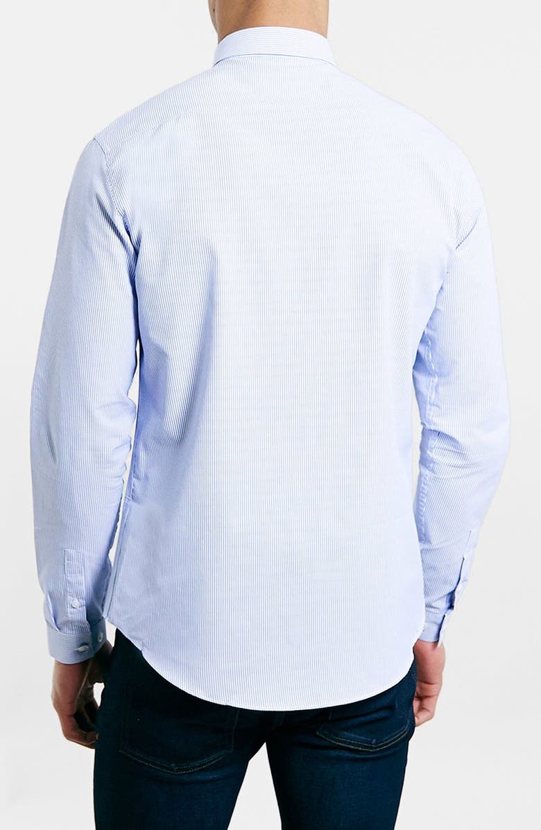 Topman Slim Fit Blue Stripe Shirt, Alternate, color,