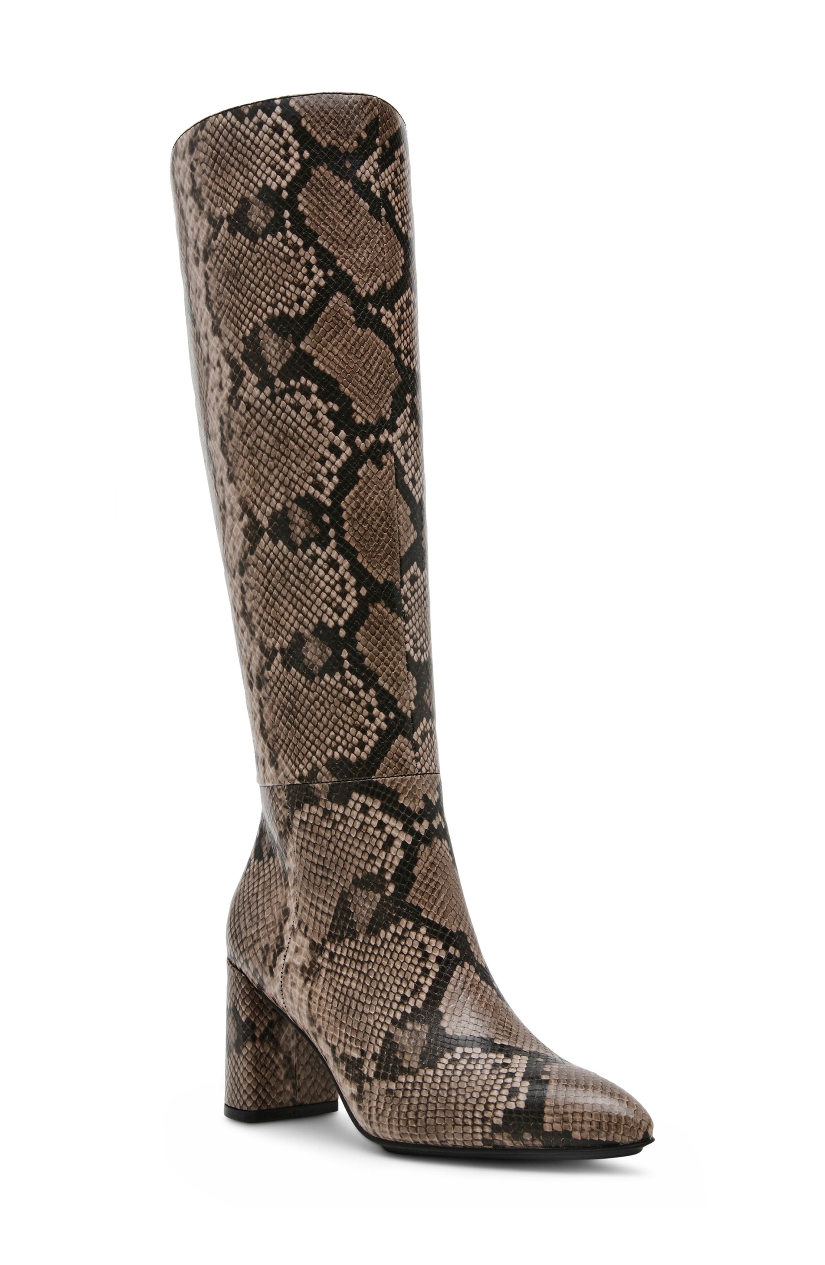 Anne Klein Beth Snakeskin Embossed Knee High Boot, Main, color, 