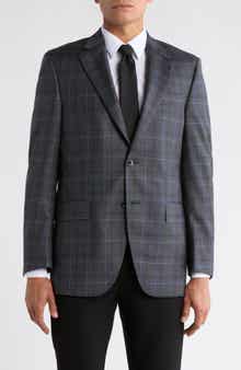 Peter Millar Charcoal Plaid Notch Lapel Wool Sport Coat