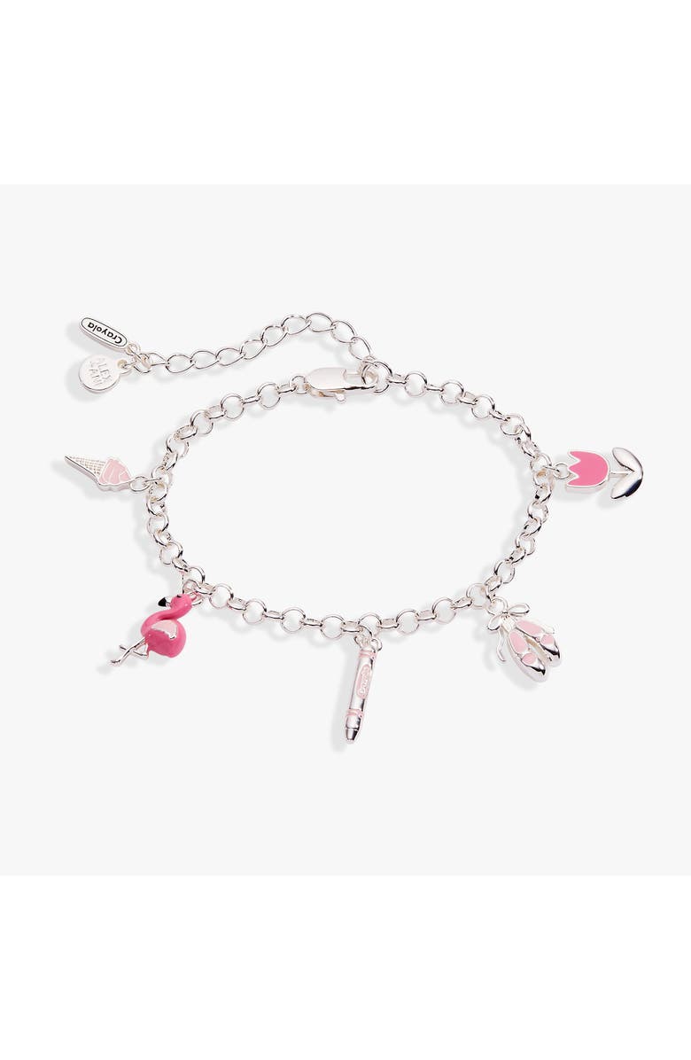 Alex and Ani Crayola x Alex and Ani Fan Favorites Tickle Me Pink Charm Bracelet, Main, color, Silver