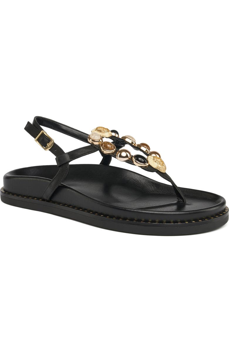 Grace Footwear Kali Stone T Strap Sandal, Main, color, Black