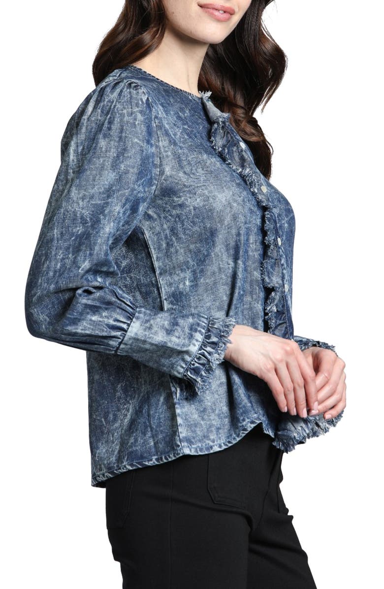 APNY Moon Wash Balloon Sleeve Button-Up Shirt, Alternate, color, Indigo