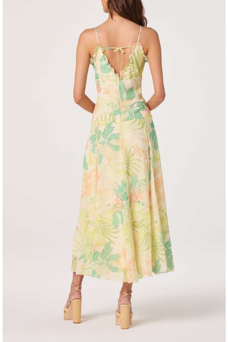 Hana Floral Print A-Line Dress, Alternate, color, GREEN PEACH TROPICAL