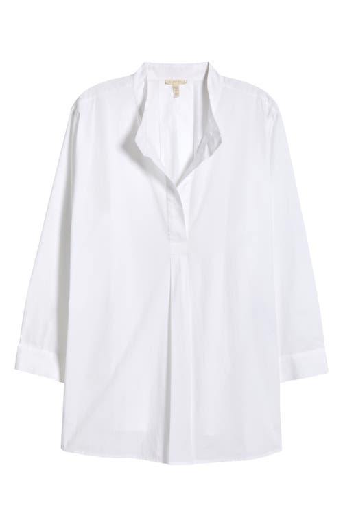Eileen Fisher Organic Cotton Stand Collar Tunic Top In White