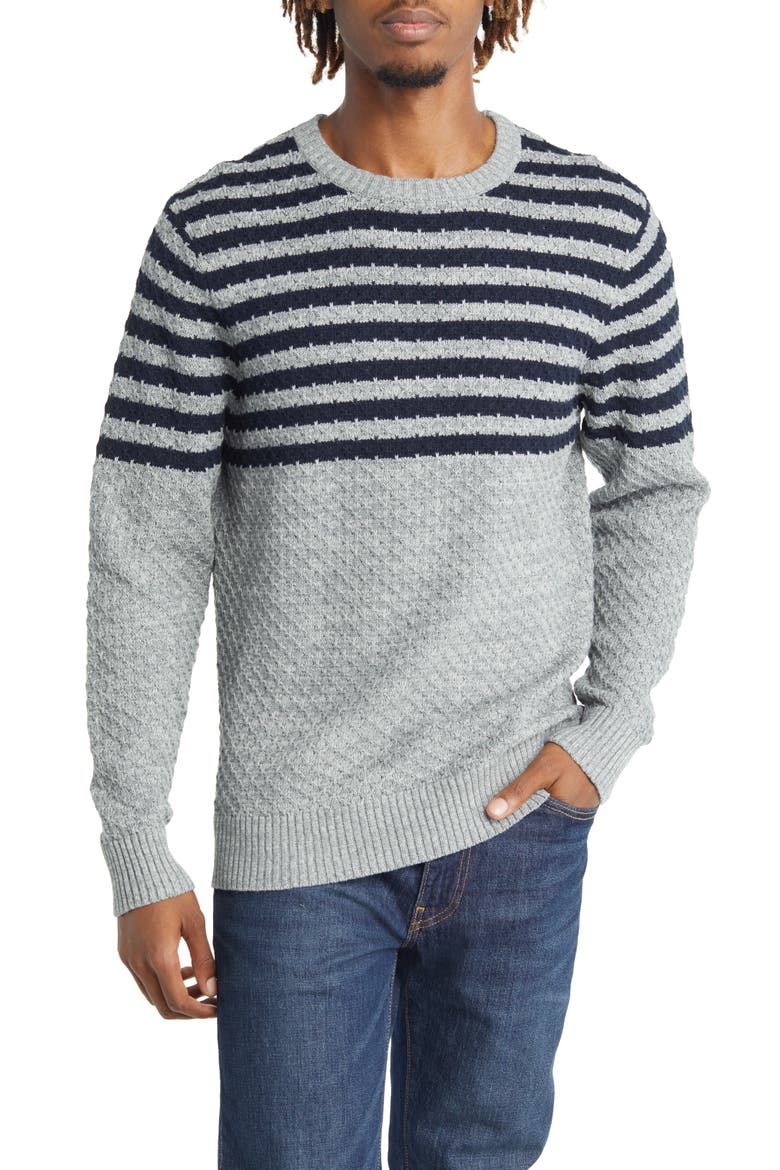 Cotton Piqué Sweater, Main, color, GREY/ NAVY