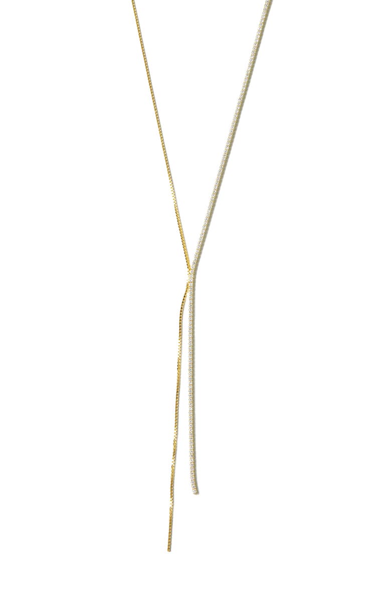 Argento Vivo Sterling Silver Cubic Zirconia Double Y Necklace, Main, color, Gold