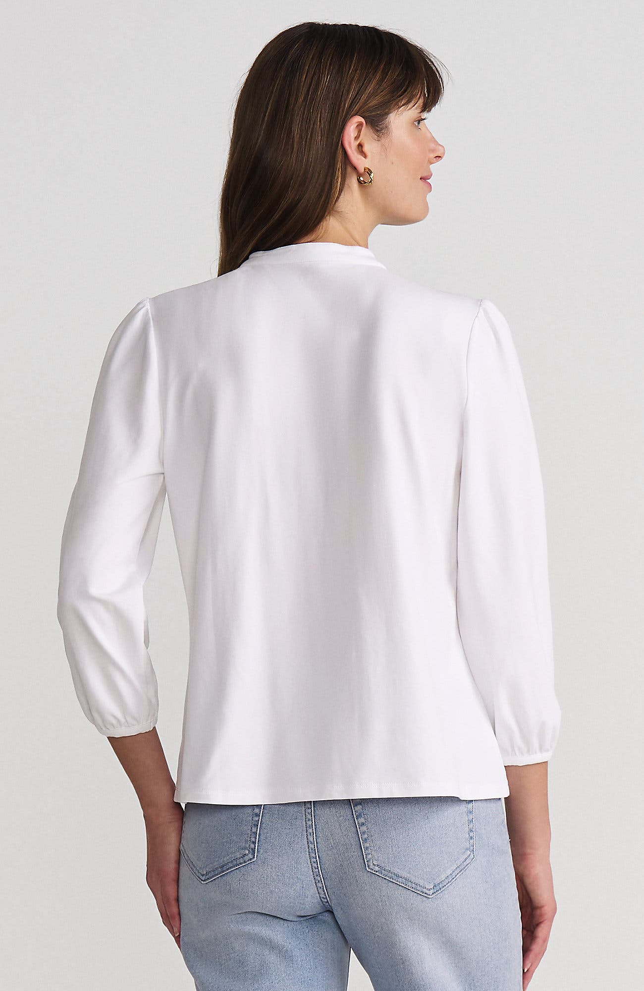 Lightweight Jersey Button Pintuck Top - image 4