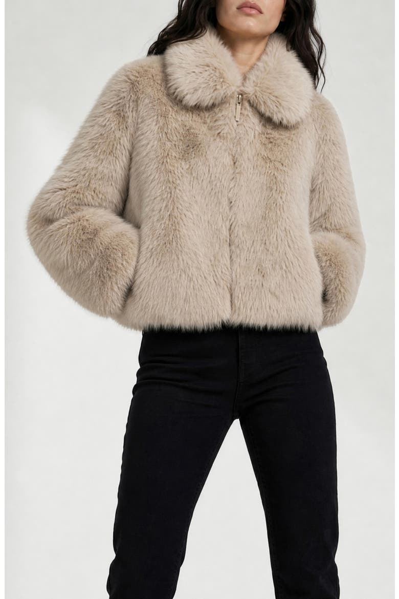 Juliet Faux Fur Jacket, Main, color, BEIGE
