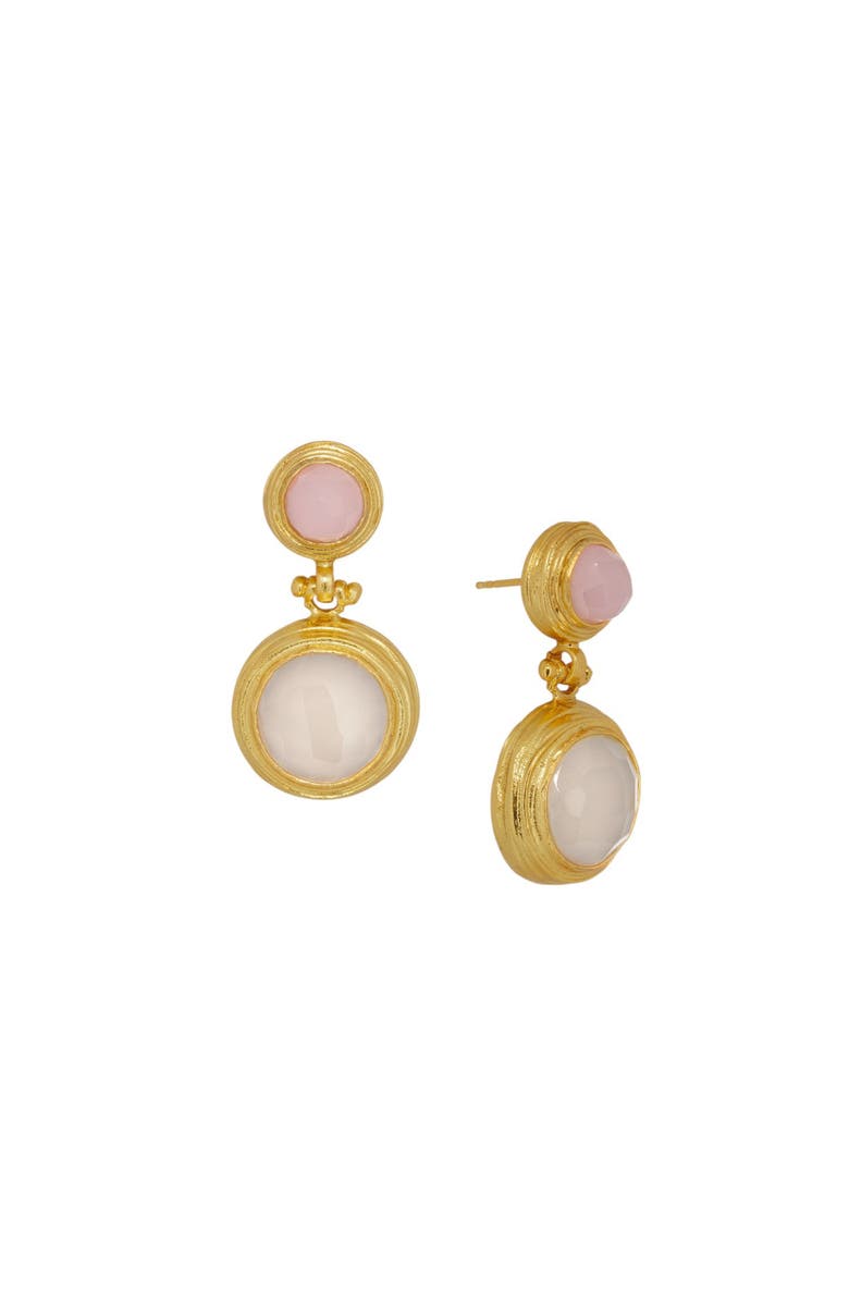 Ottoman Hands Lilis Rose Quartz and White Chalcedony Drop Earring, Main, color, Gold