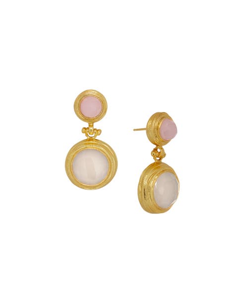 Lilis Rose Quartz and White Chalcedony Drop Earring