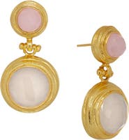 Ottoman Hands Lilis Rose Quartz and White Chalcedony Drop Earring