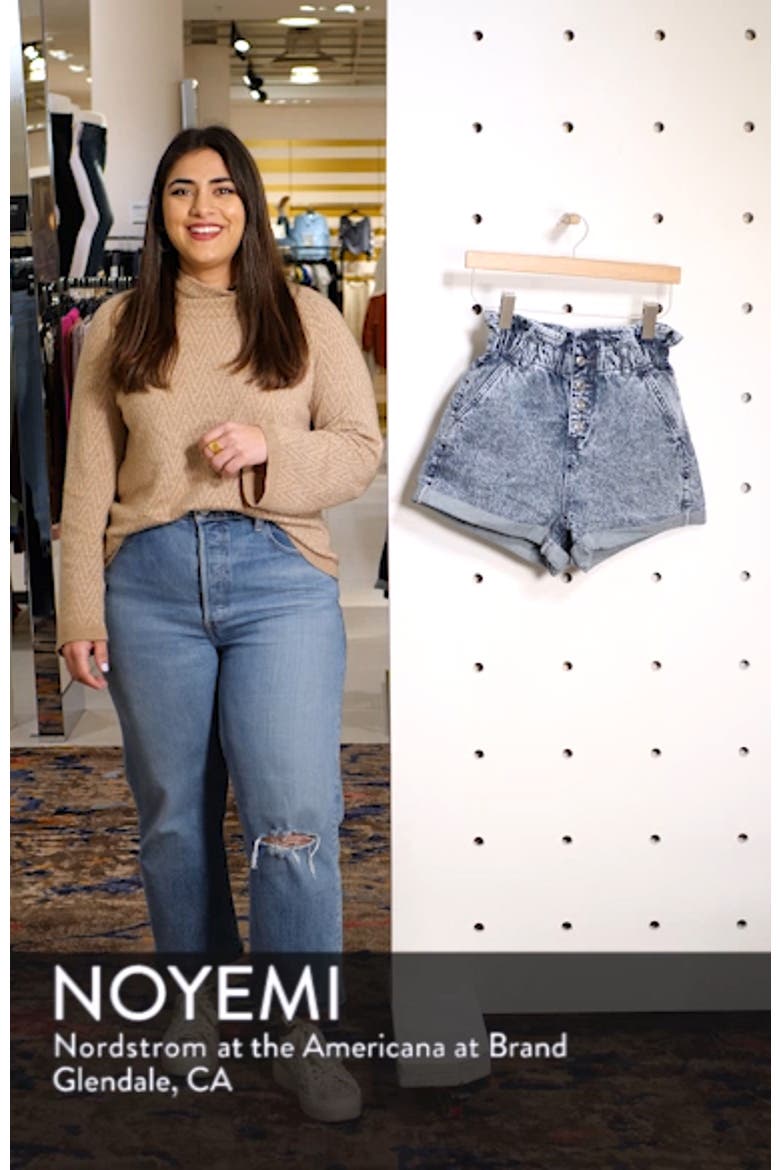 Acid Wash Paperbag Waist Denim Shorts video