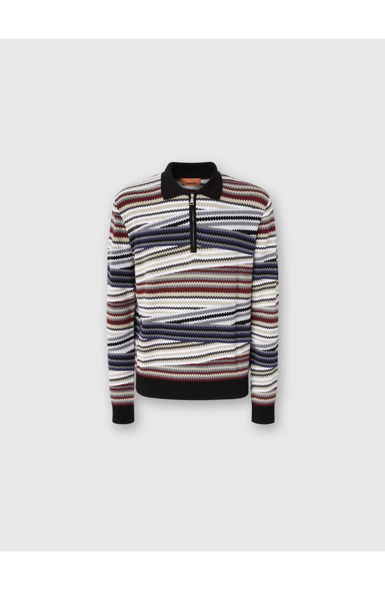 Missoni Long Sleeve Polo With Zip And Striped Zigzag Pattern, Main, color, Multicoloured