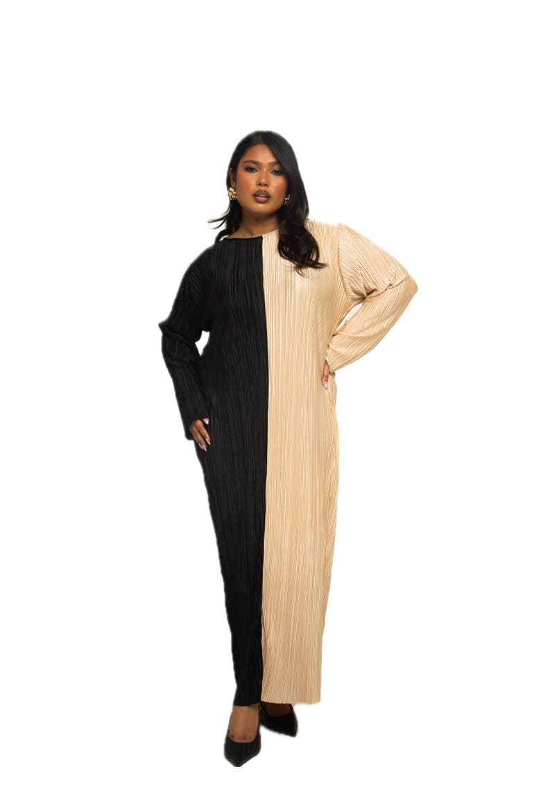 Colour block Midaxi Dress, Main, color, Black
