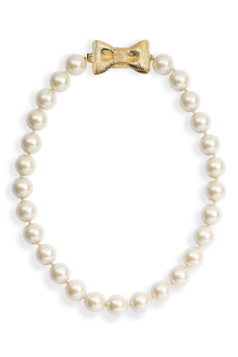 'all wrapped up' short glass pearl necklace, Alternate, color, CREAM/ GOLD