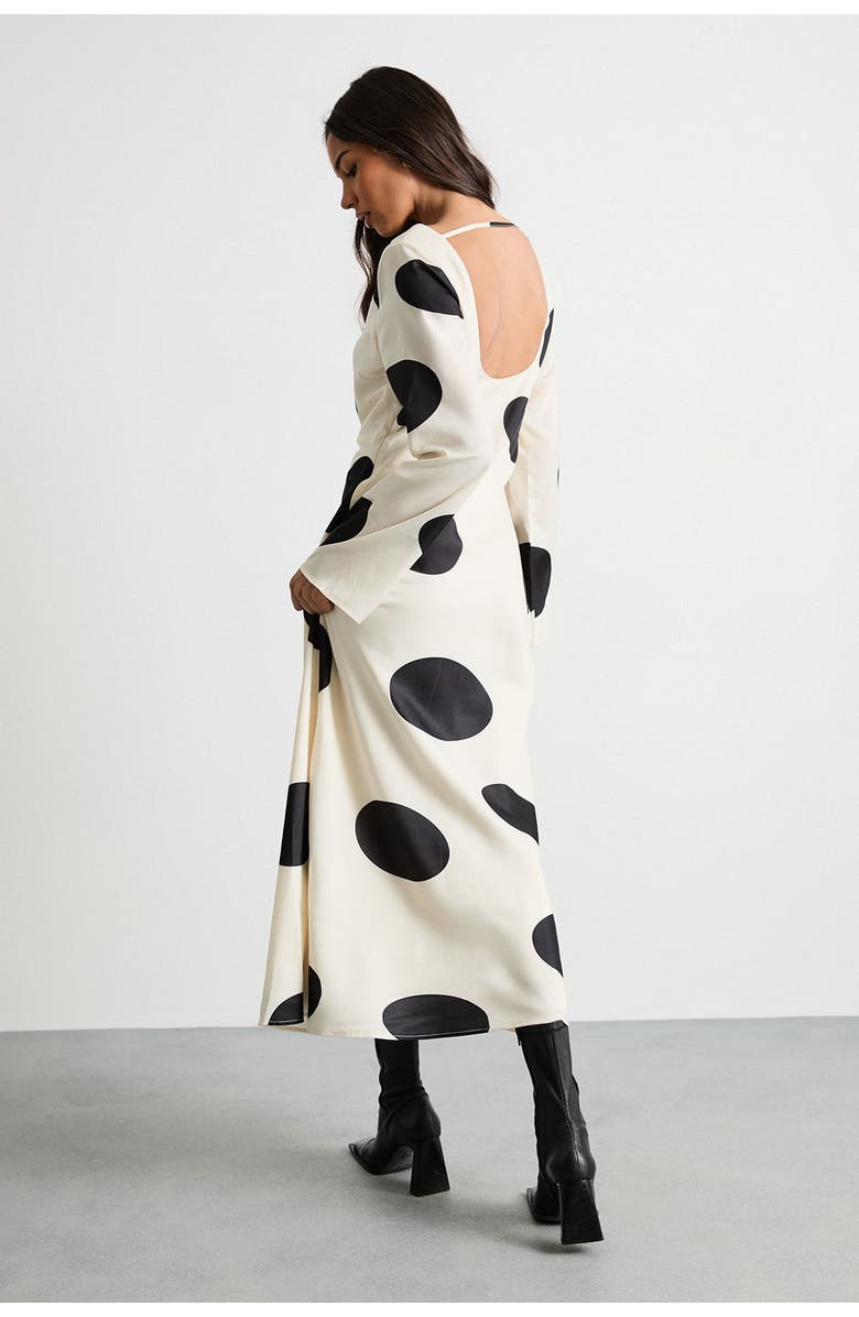 Warehouse Polka Dot Scoop Back Maxi Dress, Alternate, color, Ivory