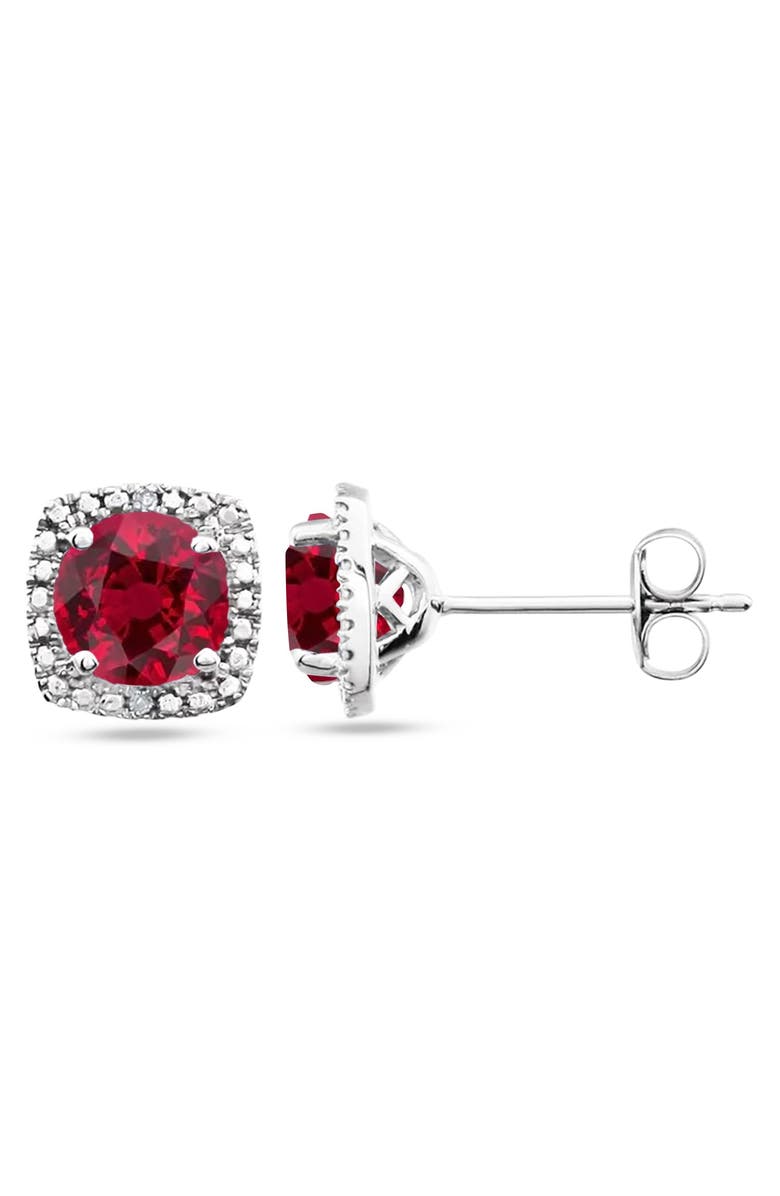 ALLUREZ Lab Grown Ruby & Natural Diamond Stud Earrings Sterling Silver, Main, color, 1.20Ct, Ruby
