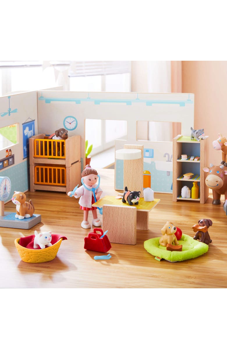HABA Little Friends Veterinary Clinic Play Set - 4 Detailed Rooms with 1 Vet Figure, Kitten, Kennels and Accessories, Alternate, color,