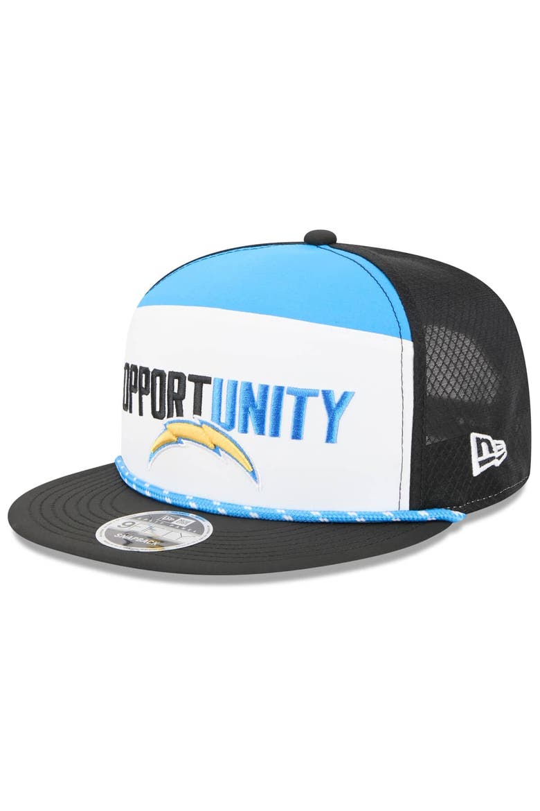 Men's New Era White/Black Los Angeles Chargers 2025 Inspire Change Split Panel 9FIFTY Snapback Hat, Alternate, color, White