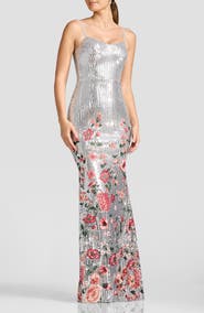 Dress the Population Giovanna Floral Embroidery Sequin Mermaid Gown