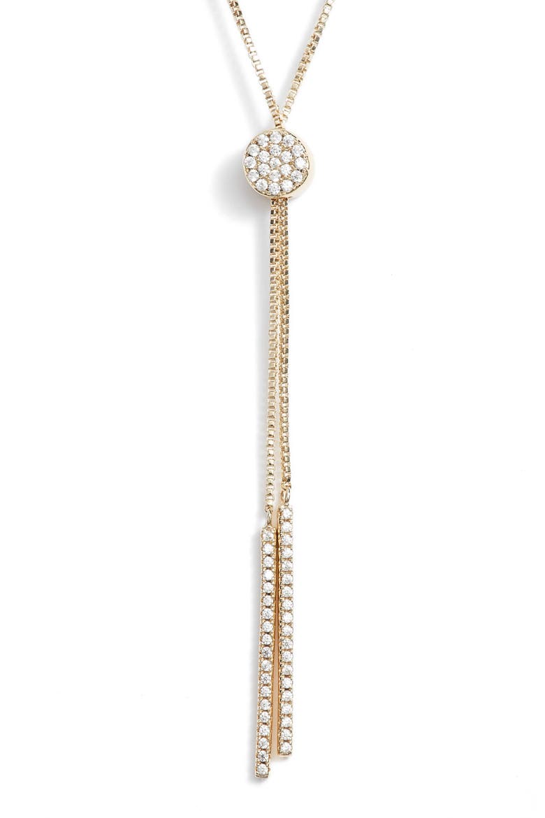 Pavé Slide Bolo Necklace, Alternate, color, CLEAR- GOLD