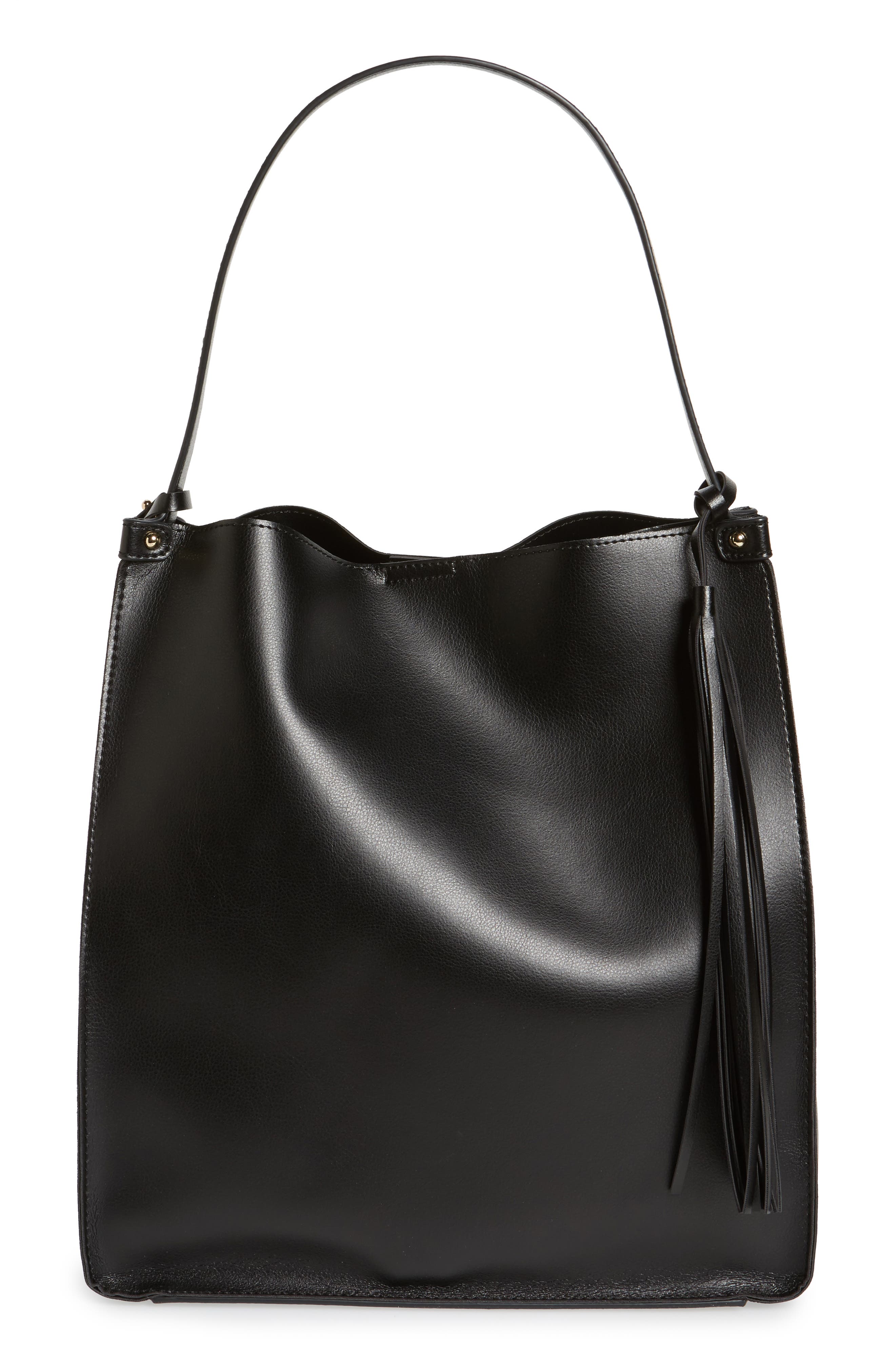 Sole Society Karlie Faux Leather Bucket Bag, Main, color, 
