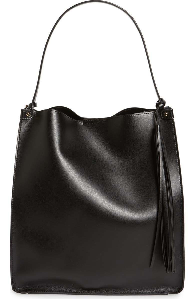 Sole Society Karlie Faux Leather Bucket Bag, Main, color,