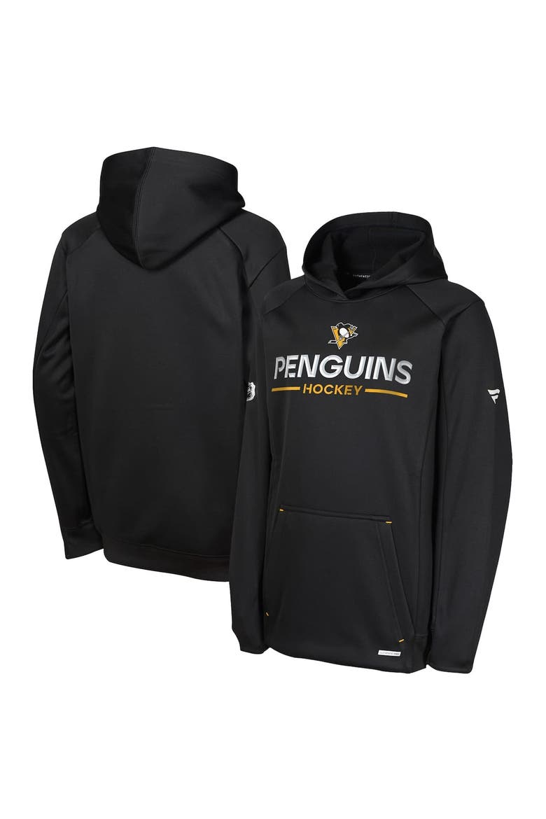 Youth Fanatics Black Pittsburgh Penguins Authentic Pro Rink Raglan Hoodie, Main, color, Black