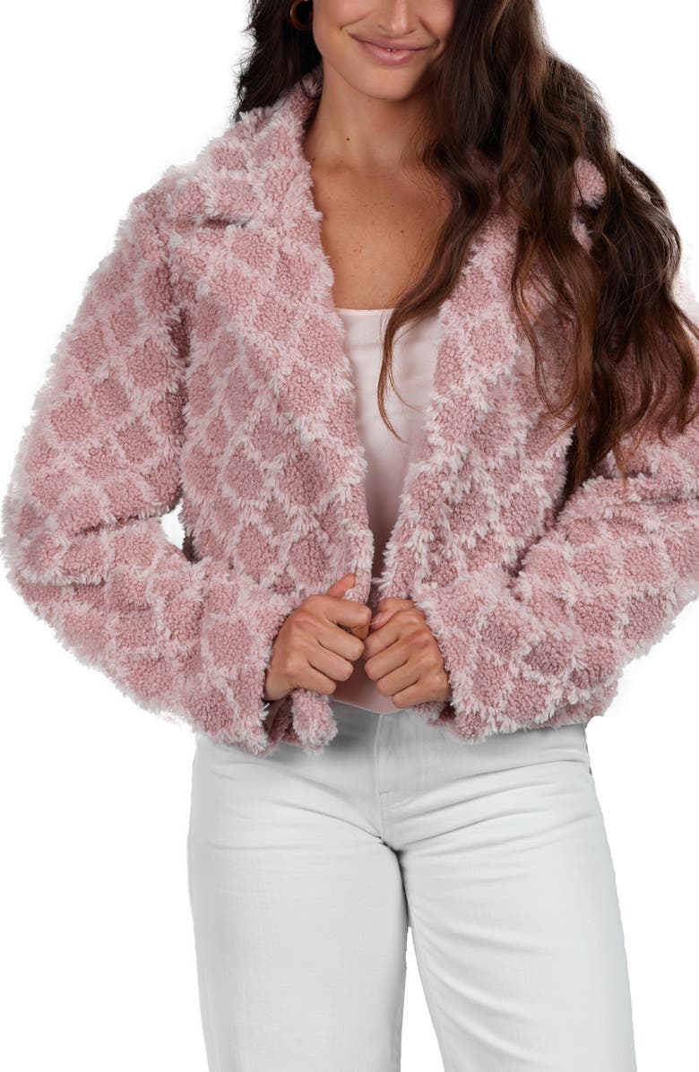 SAACHI Plush Faux Fur Diamond Print Jacket, Main, color, Pink
