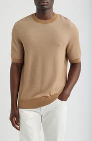 BOSS Leale Short Sleeve Cotton Crewneck Sweater