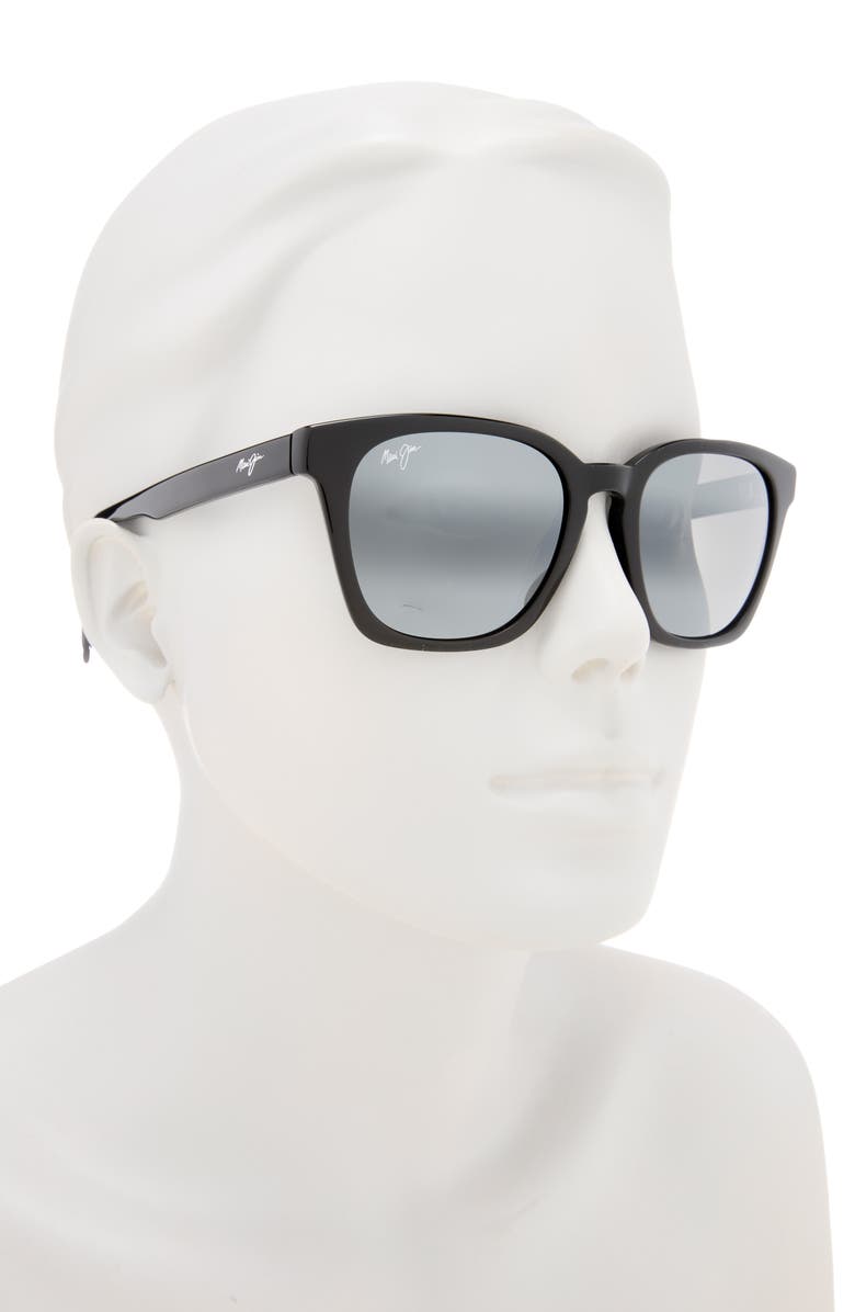 Maui Jim 52mm Polarized Square Sunglasses, Alternate, color, Black Black Grey