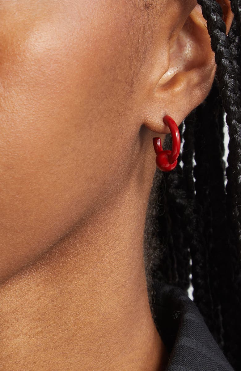 Justine Clenquet Sam Laquered Hoop Earrings, Alternate, color, Red