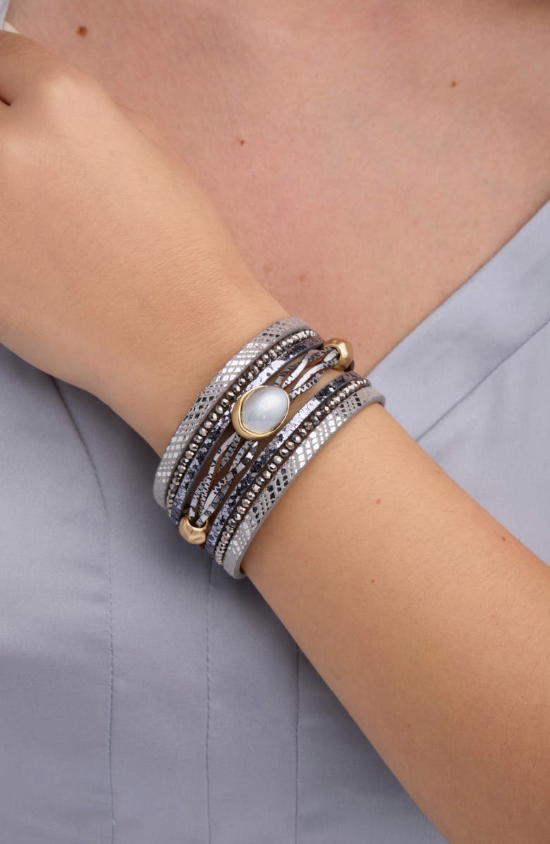 SAACHI Assorted Strap Leather Strap Bracelet, Alternate, color, Grey