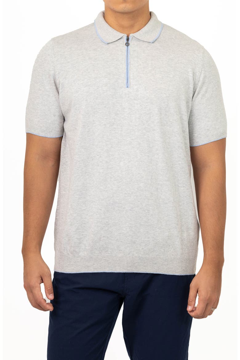 Mitte Zip Cotton Polo, Main, color, GREY