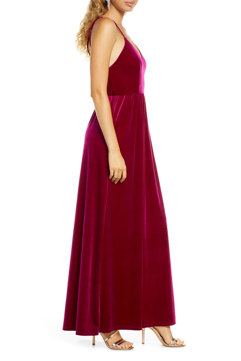 Final Song Strappy Back Velvet Gown, Alternate, color, MAGENTA