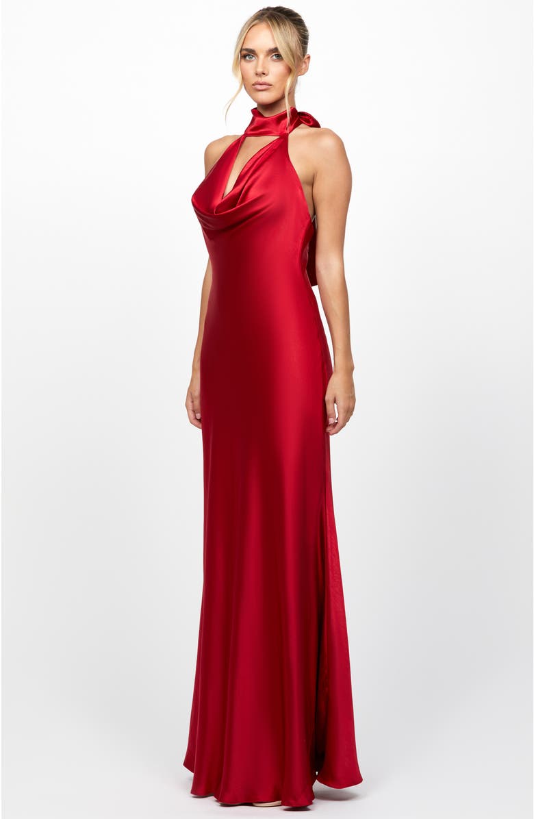 Bariano Kylee Halter Cowl Maxi, Alternate, color,